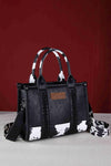 WRANGLER COW PRINT CROSSBODY BAG - BLACK 
