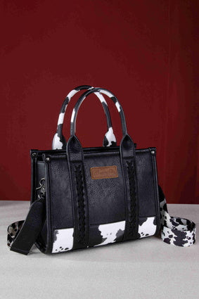 WRANGLER COW PRINT CROSSBODY BAG - BLACK 