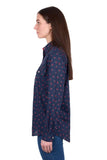 Hard Slog Womens Cherry 1/2 Plkt Ls Shirt - Dark Navy [sz:8]