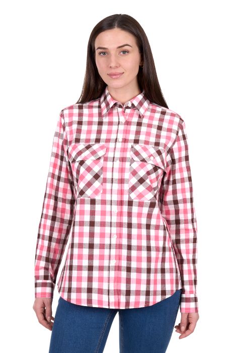 Hard Slog Womens Rachel Full Plkt Ls Shirt - Pink [sz:8]