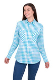 Hard Slog Womens Fay Full Plkt Ls Shirt - Blue/ White [sz:8]