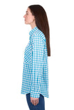 Hard Slog Womens Fay Full Plkt Ls Shirt - Blue/ White [sz:8]