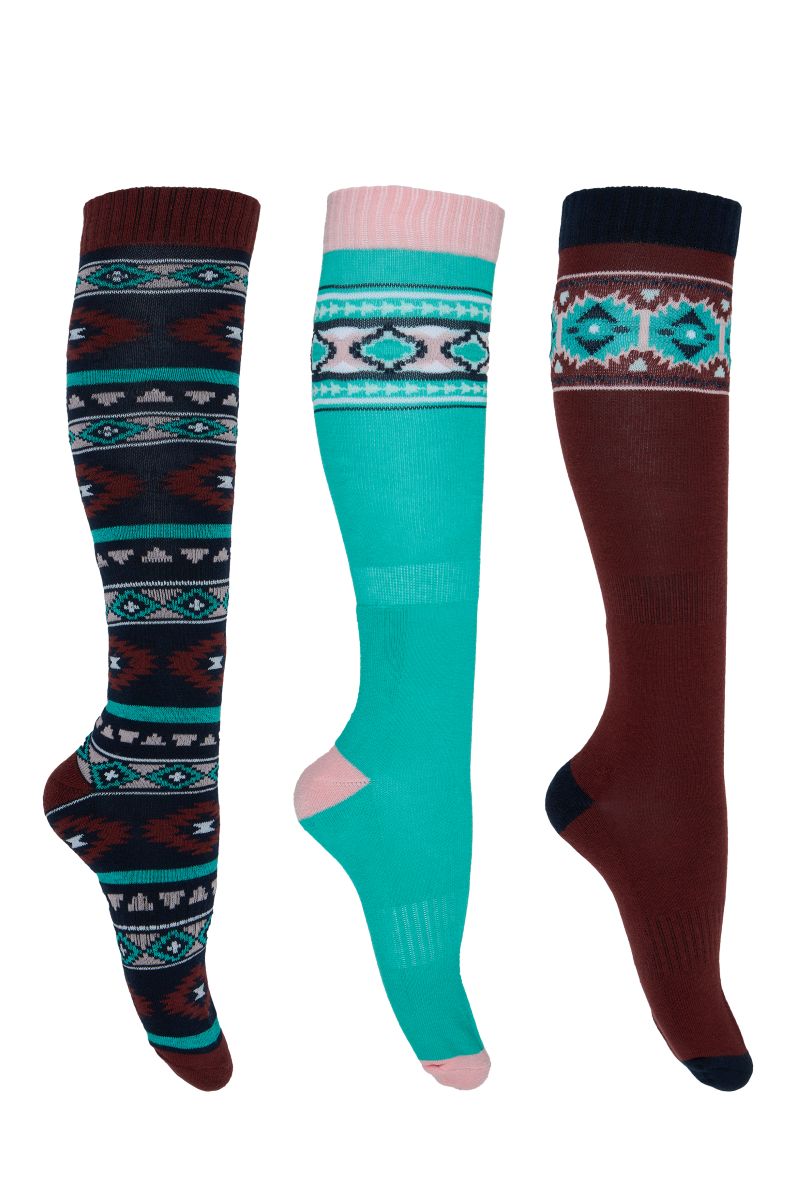 Pure Western Riding Socks Turquoise - 3 Pack [sz:2-7]