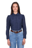 Wrangler Womens Lilly Ls Shirt - Navy [sz:10]