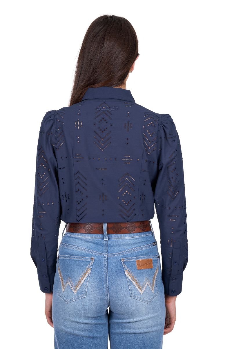 Wrangler Womens Lilly Ls Shirt - Navy [sz:10]