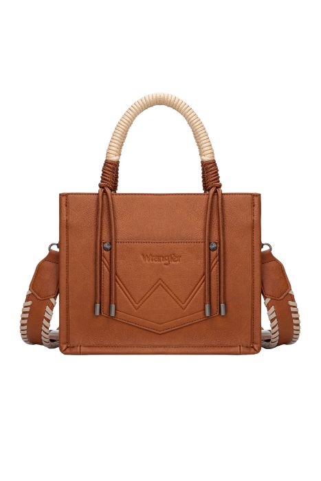 Wrangler Cow Print Tassel Crossbody Bag - Tan