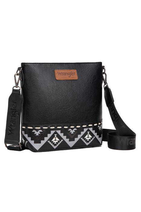 Wrangler Lana Aztec Print Crossbody Bag- Black