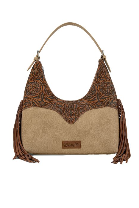 Wrangler Tooled Fringe Shoulder Bag - Camel