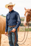 Wrangler Mens Flex Logo 1pkt Long Sleeve Shirt - Navy [sz:l]