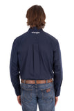 Wrangler Mens Flex Logo 1pkt Long Sleeve Shirt - Navy [sz:l]