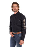 Wrangler Mens Flex Logo 1pkt Ls Shirt - Black [sz:xs]