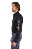 Wrangler Mens Flex Logo 1pkt Ls Shirt - Black [sz:xs]