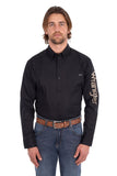 Wrangler Mens Flex Logo 1pkt Ls Shirt - Black [sz:xs]