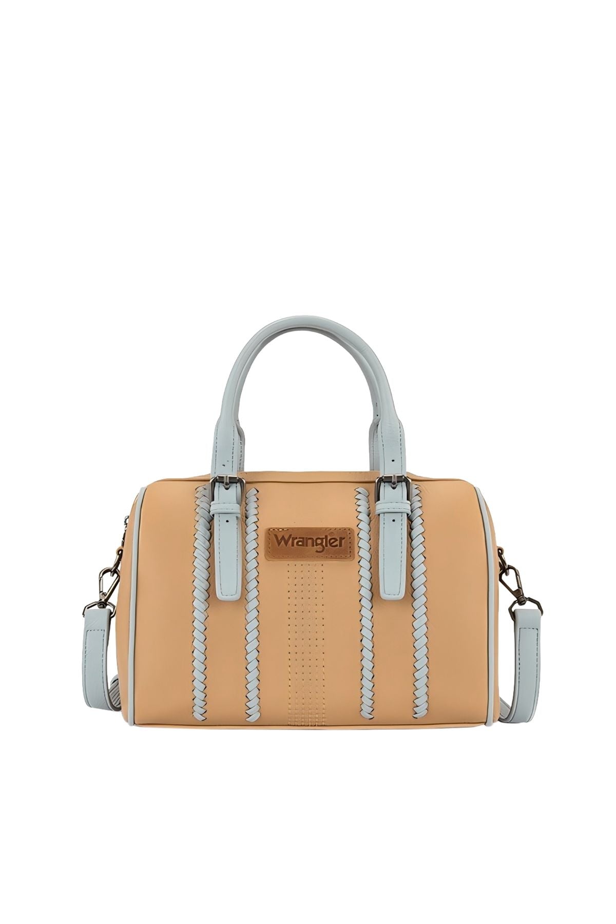 Wrangler Boston Stitch Barrel Bag - Camel/blue