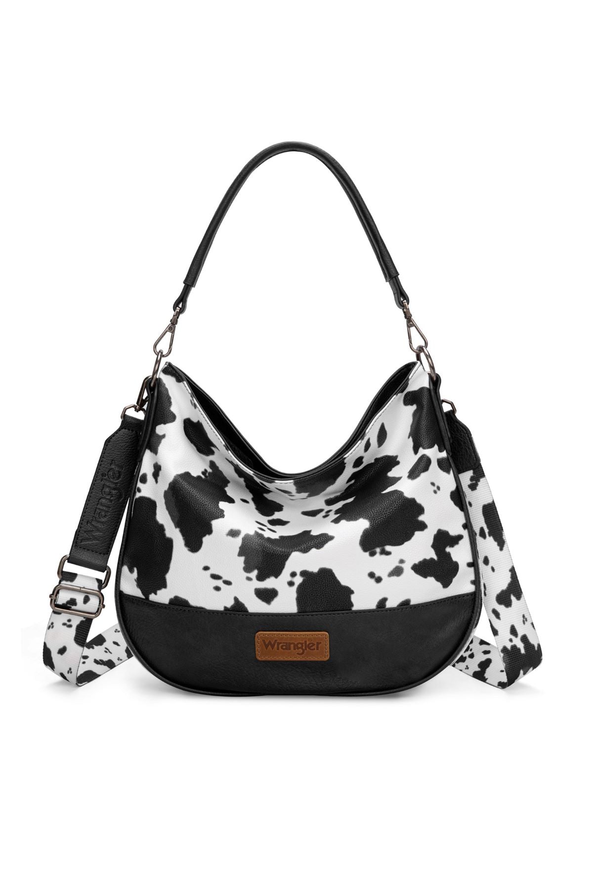Wrangler Animal Print Slouch Bag - Black Cow Print