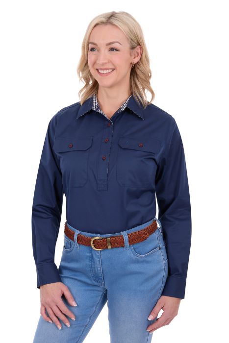 Thomas Cook Womens Stretch Drill Long Sleeve Shirt - Ink [sz:12]
