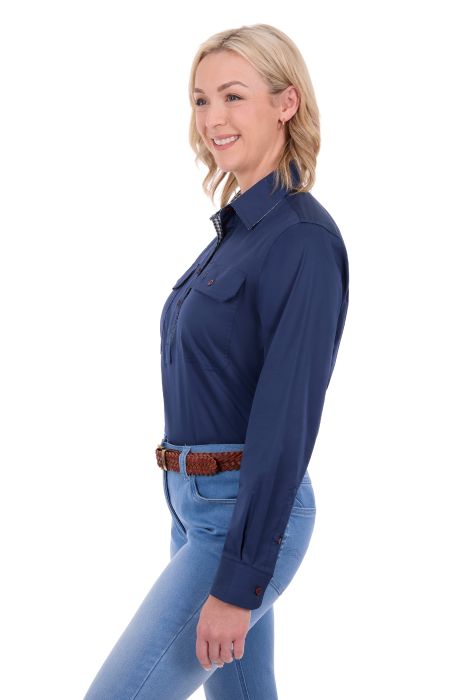 Thomas Cook Womens Stretch Drill Long Sleeve Shirt - Ink [sz:12]