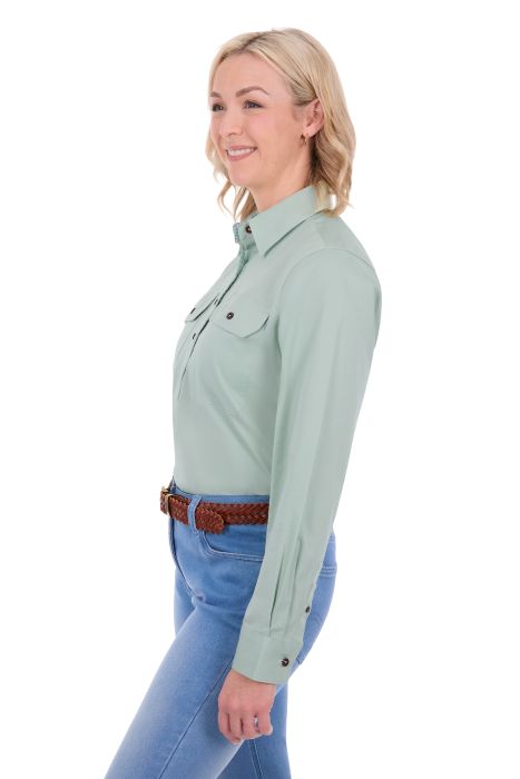 Thomas Cook Womens Stretch Drill Long Sleeve Shirt - Mint [sz:8]