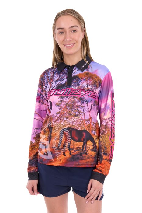 Bullzye Womens Grazing Horse Ls Tee [sz:8]