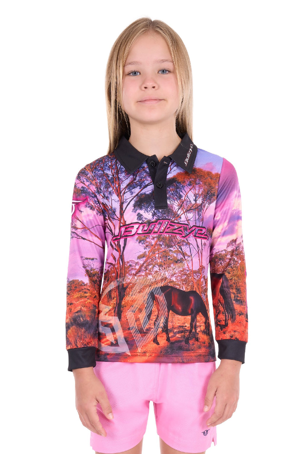 Bullzye Girls Grazing Horse Ls Tee [sz:4]