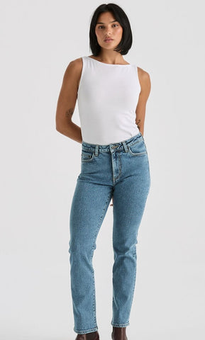 LEE LWM MID STRAIGHT WOMENS JEANS - BLUE STONE [SZ:5]